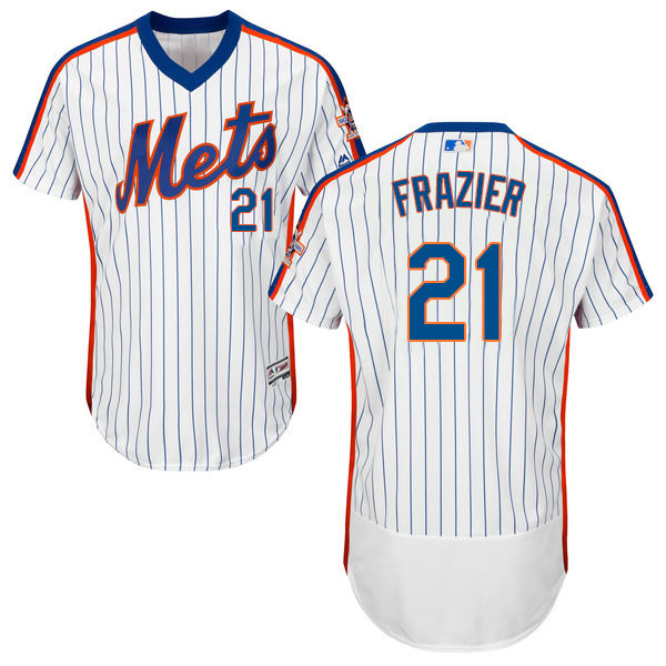 Mets #21 Todd Frazier White(Blue Strip) Flexbase Authentic Collection Alternate Stitched MLB Jersey